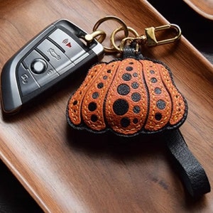 Personnalisation à la main artisanat en cuir pendentif citrouille clé de voiture sac décoration sac pendentif cadeau personnalisé à la main