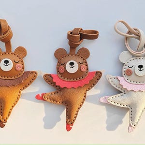 L'ours du ballet porte-clés cartable pendentif personnalisation pur porte-clés de voiture fait main sac pendentif artisanat en cuir fait main
