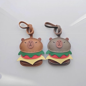 Hamburger cochon d'inde porte-clés cartable pendentif personnalisation pur voiture fait main porte-clés sac pendentif artisanat en cuir fait main