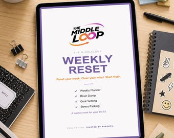 Tween Weekly Reset Planner | Brain Dump, Goal Setting, Homework Tracker (Printable PDF)