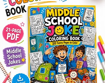 Middle School Joke Coloring Book, Funny Coloring Pages for Tweens, Classroom Activity, Instant Download