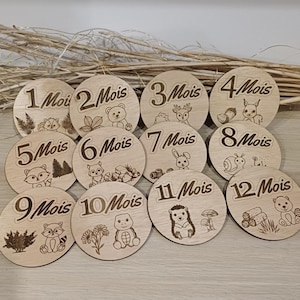 Archivo de corte y grabado (.svg) - Tarjetas de hitos de nacimiento de 12 meses