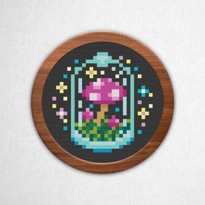 Magic Mushroom - Small Cross Stitch Pattern PDF, 3x3 Block Pixel Art Style Counted Crossstitch
