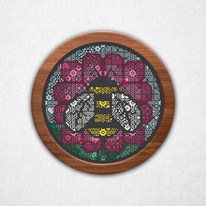 Patrones de punto de cruz con motivos de abejas - Muestrario estilo cuáquero, dos tamaños (PDF de descarga instantánea)
