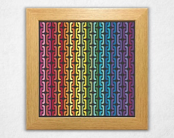 Rainbow Chainmail - Cross Stitch Pattern PDF, Geometric Style Counted Crossstitch
