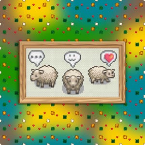 Stardew Sheep Sprites - Cross Stitch Pattern PDF, Video Game Inspired Counted Crossstitch