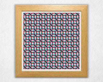 3D Overlapping Circles Cross Stitch Pattern PDF - Anaglyph 3-D Geometric Style Counted Crossstitch
