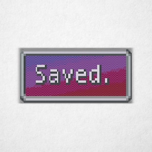 Saved - Cross Stitch Pattern PDF, Bookmark Style, Video Game Inspired Counted Crossstitch