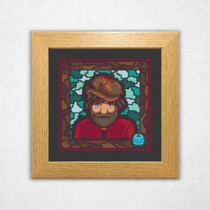 Willy Portrait - Stardew Valley Cross Stitch Pattern PDF, Stained Glass Style, Video Game Crossstitch