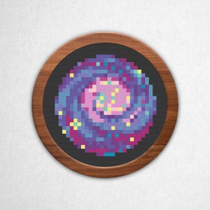 Purple Andromeda - Small Cross Stitch Pattern PDF, 3x3 Block Pixel Art Style Counted Crossstitch
