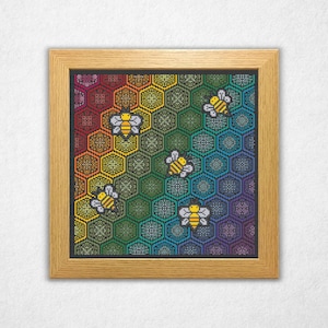 Regenbogen Honigwabe - Kreuzstich Anleitung, PDF, Blackwork / Backstitch Stil Kreuzstich Design