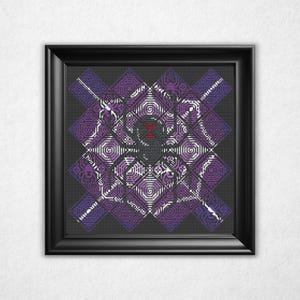 Black Widow Tiles - Cross Stitch Pattern PDF, Diamond Quaker Style Counted Crossstitch