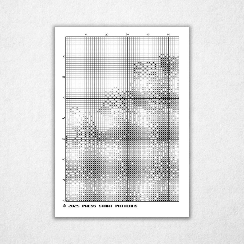Preview of a page of the cross stitch pattern in black and white.