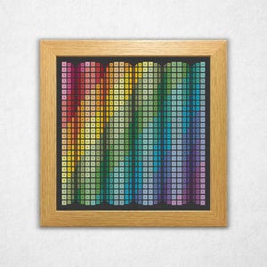 Regenbogen Rolling Wave Blocks - Kreuzstichmuster mit Rückstich PDF, Geometrischer Stil Kreuzstich
