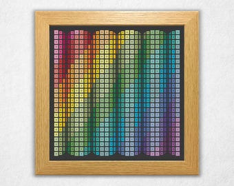 Rainbow Rolling Wave Blocks - Cross Stitch Pattern with Backstitching PDF, Geometric Style Counted Crossstitch