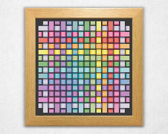 Rainbow Weave (Large) - Cross Stitch Pattern PDF, Geometric Style Abstract Counted Crossstitch