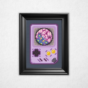 Retro Hand-Held - Sakura Butterfly - Cross Stitch Pattern PDF, Small Gaming Counted Crossstitch