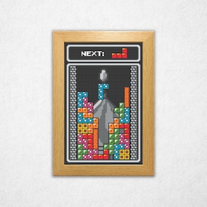 Falling Blocks - Cross Stitch Pattern PDF, Retro Video Game Inspired Counted Crossstitch