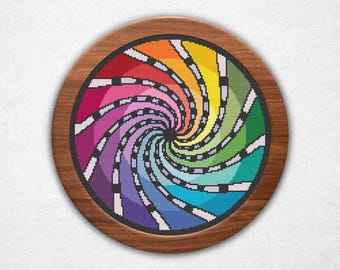 Color Twirl - Cross Stitch Pattern PDF, Psychedelic Mandala Style Counted Crossstitch