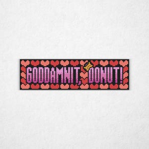 GDI Donut! - Bookmark Cross Stitch Pattern PDF, Dungeon Crawler Carl Book Quote Counted Crossstitch