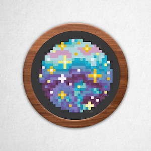 Starry Galaxy - kleiner Kreuzstich PDF, 3x3 Block Pixel Art Style gezählter Kreuzstich