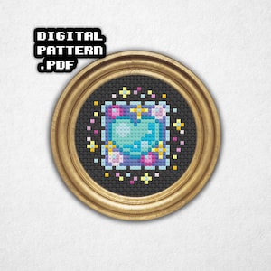 Sello de corazón - Mini patrón de punto de cruz en PDF, estilo pixel art, punto de cruz contado