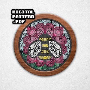 Bumble Bee Tiles Cross Stitch Patterns - Quaker Style Sampler, Two Sizes (Instant Download PDF)