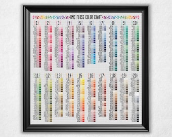 DMC Floss by Shade - Cross Stitch Pattern PDF, Thread Sample & Reference Guide, Counted Crossstitch