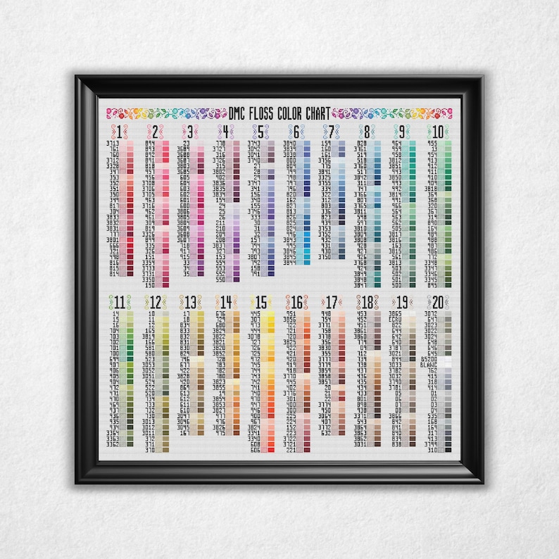 DMC Floss by Shade - Cross Stitch Pattern PDF, Thread Sample ...