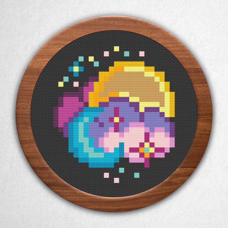 Sunset Clouds - Small Cross Stitch Pattern PDF, 3x3 Block Pixel Art ...