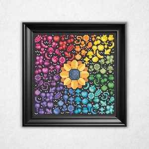 Chromatic Garden - Cross Stitch Pattern PDF, Color Wheel Pixel Art Style Counted Crossstitch