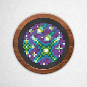 Etoiles vertes - petit modèle de point de croix PDF, 3 x 3 blocs de style pixel art point de croix compté