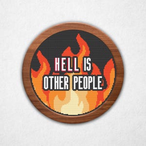 El infierno son los demás - Patrón de punto de cruz en PDF, cita clásica para punto de cruz contado