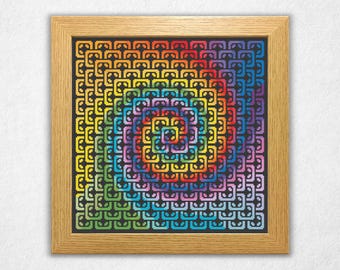Layered Tie-Dye Squares - Cross Stitch Pattern PDF, Psychedelic Style Counted Crossstitch