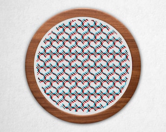 3D Patterned Hearts Cross Stitch Pattern PDF - Anaglyph 3-D Style Counted Crossstitch