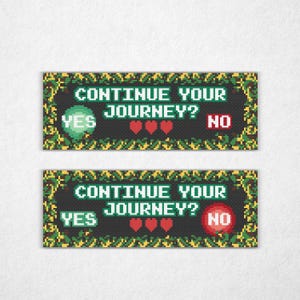 Continue Your Journey? - Cross Stitch Pattern PDF, Bookmark Style, Video Game Inspired Counted Crossstitch