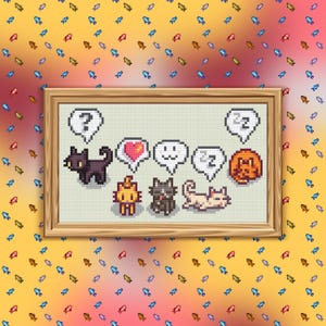 Stardew Cats Variety - Cross Stitch Pattern PDF, Video Game Inspired Counted Crossstitch
