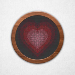 Fading Heart - Cross Stitch Pattern PDF, Blackwork / Backstitch Style Counted Crossstitch Design