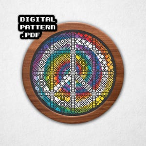 Peace Sign Tiles Cross Stitch Patterns - Quaker Style Sampler, Two Sizes (Instant Download PDF)