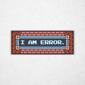 I Am Error - Cross Stitch Pattern PDF, Bookmark Style, Video Game Inspired Counted Crossstitch