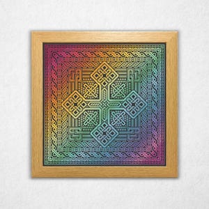 Rainbow Celtic Sampler Cross Stitch Pattern PDF - Geometric Gradient Style Counted Crossstitch