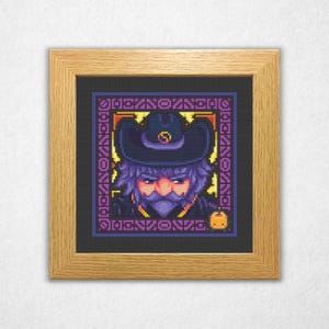 Wizard Portrait - Stardew Valley Cross Stitch Pattern PDF, Stained Glass Style, Video Game Crossstitch