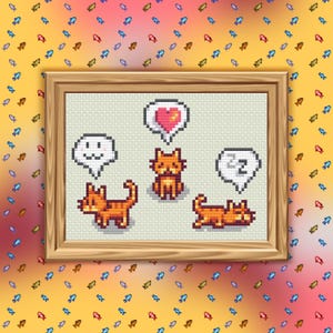 Stardew Cats Original - Cross Stitch Pattern PDF, Video Game Inspired Counted Crossstitch