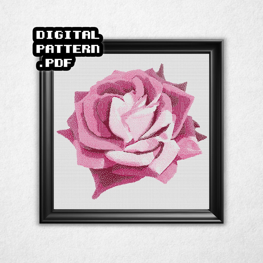 Rose Simple Bitmap Bitmap Rose Cross Stitch Pattern PDF - Multiple Color Variations ...