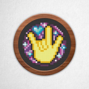 ASL I Love You Hand Sign - Cross Stitch Pattern PDF, 3x3 Block Pixel Art