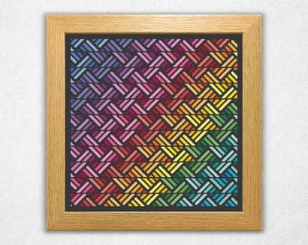 Rainbow Zig-Zag - Cross Stitch Pattern PDF, Geometric Style Abstract Counted Crossstitch