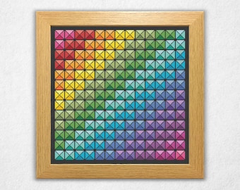 Rainbow Pyramids - Cross Stitch Pattern PDF, Geometric Style Counted Crossstitch