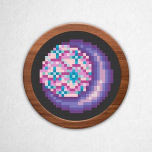 Crescent Moon - Small Cross Stitch Pattern PDF, 3x3 Block Pixel Art Style Counted Crossstitch
