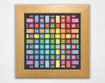 Rainbow Weave (Small) - Cross Stitch Pattern PDF, Geometric Style Abstract Counted Crossstitch
