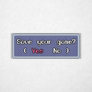 Save Your Game? - Cross Stitch Pattern PDF, Bookmark Style, Video Game Inspired Counted Crossstitch